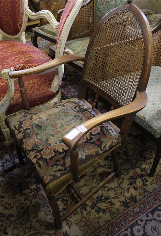 Cane back elbow chair